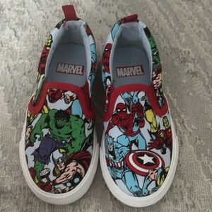 Brand new never worn Marvel comic toddler slip on shoes